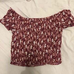 Women’s off the shoulder maroon floral top